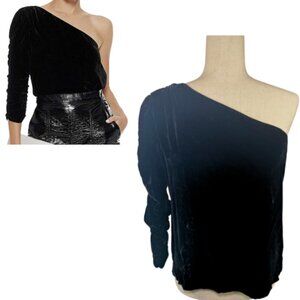 JOIE Wayman One-Shoulder Silk Blend Velvet Top Size 8